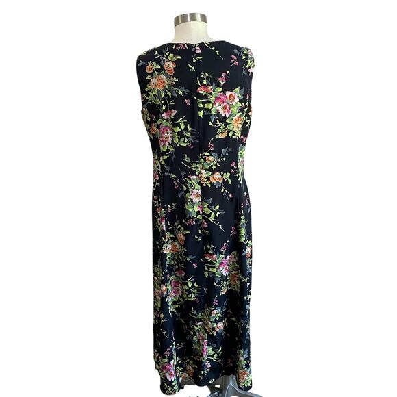 Danny & Nicole Vintage 90s Navy Floral Sleeveless Dress Size 16 Petie - Picture 9 of 14